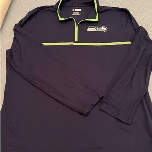 Team Apparel Navy and Lime Green Seattle Seahawks 3/4 Zip Pullover